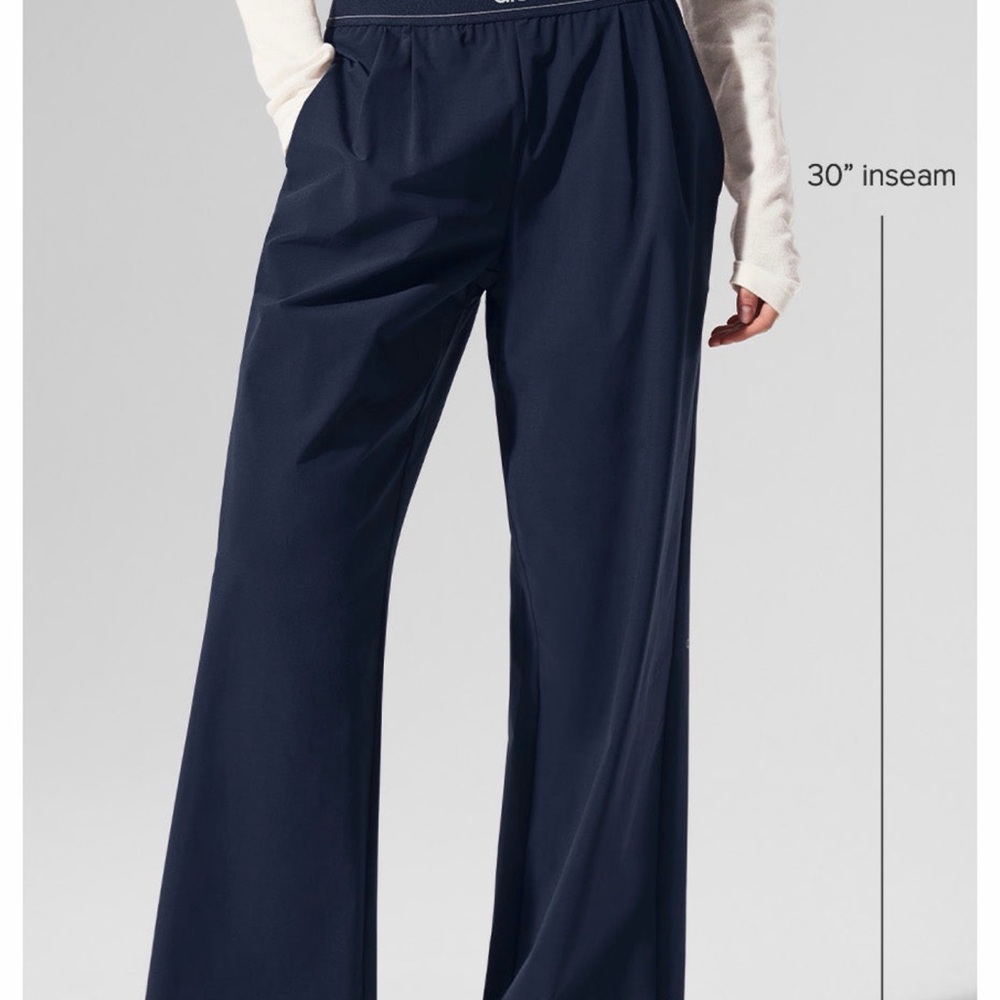 ALO Yoga Navy Suit Up Trousers Wide-Leg Pants